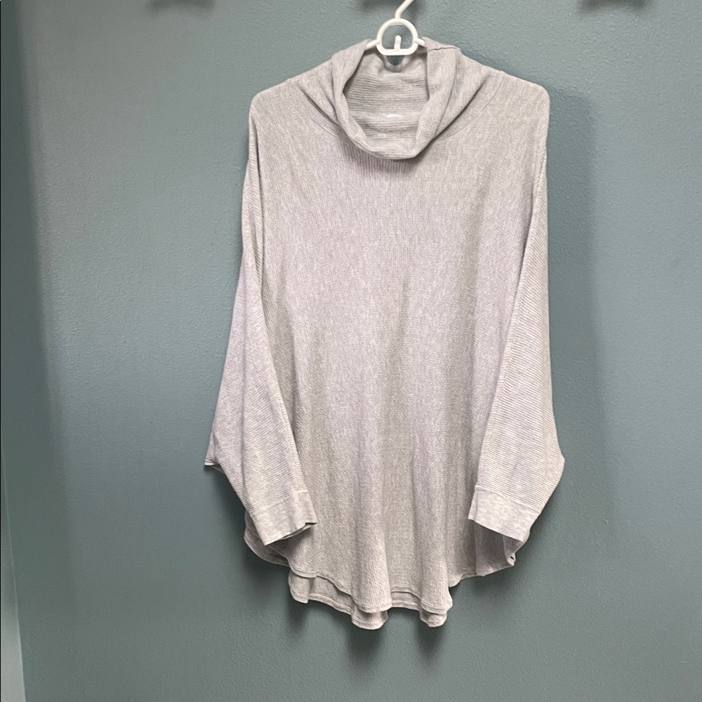 J. Jill- PureJill Oversized Poncho Turtleneck Sweater – Light Gray, M/L